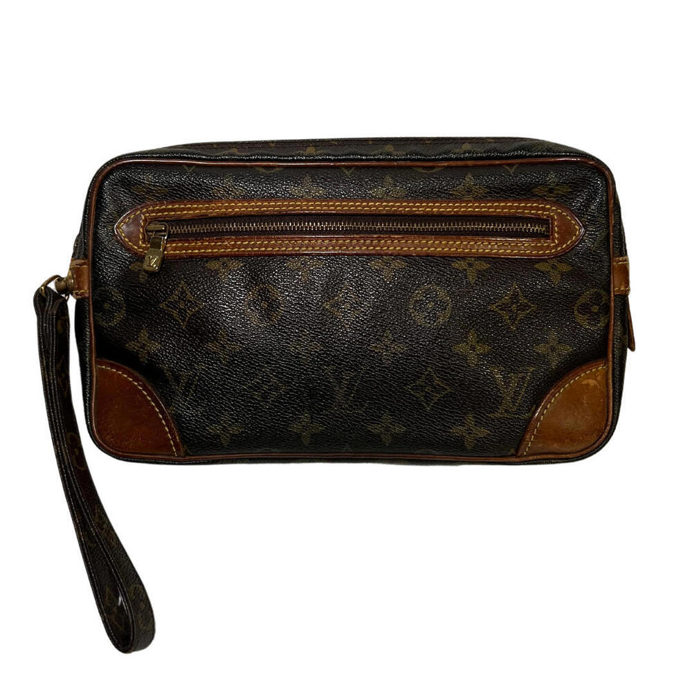 Louis Vuitton Marly Dragonne Wristlet Monogram Brown Leather Gold Hardware